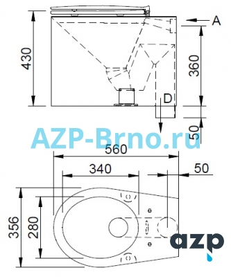 Нержавеющий напольный унитаз AUZ 02 AZP Brno Чехия (фото, схема)